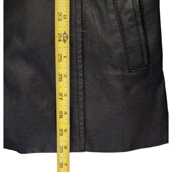 Oscar Piel Leather Jacket w Removable Liner Faux Fur Sz M Black Classic Preppy - Picture 12 of 16